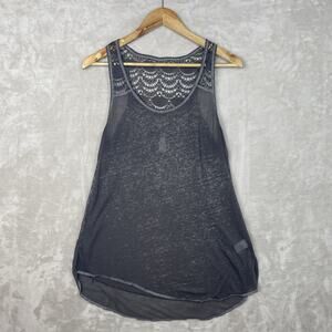 Mudd Crochet Lace Back Burnout Tank Top Large Vampire Diaries  Boho *flaw*